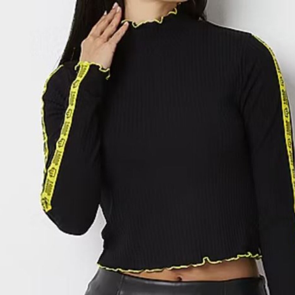 Juicy By Juicy Couture Mock Neck Long Sleeve Crop Top NWT Misses Size Medium